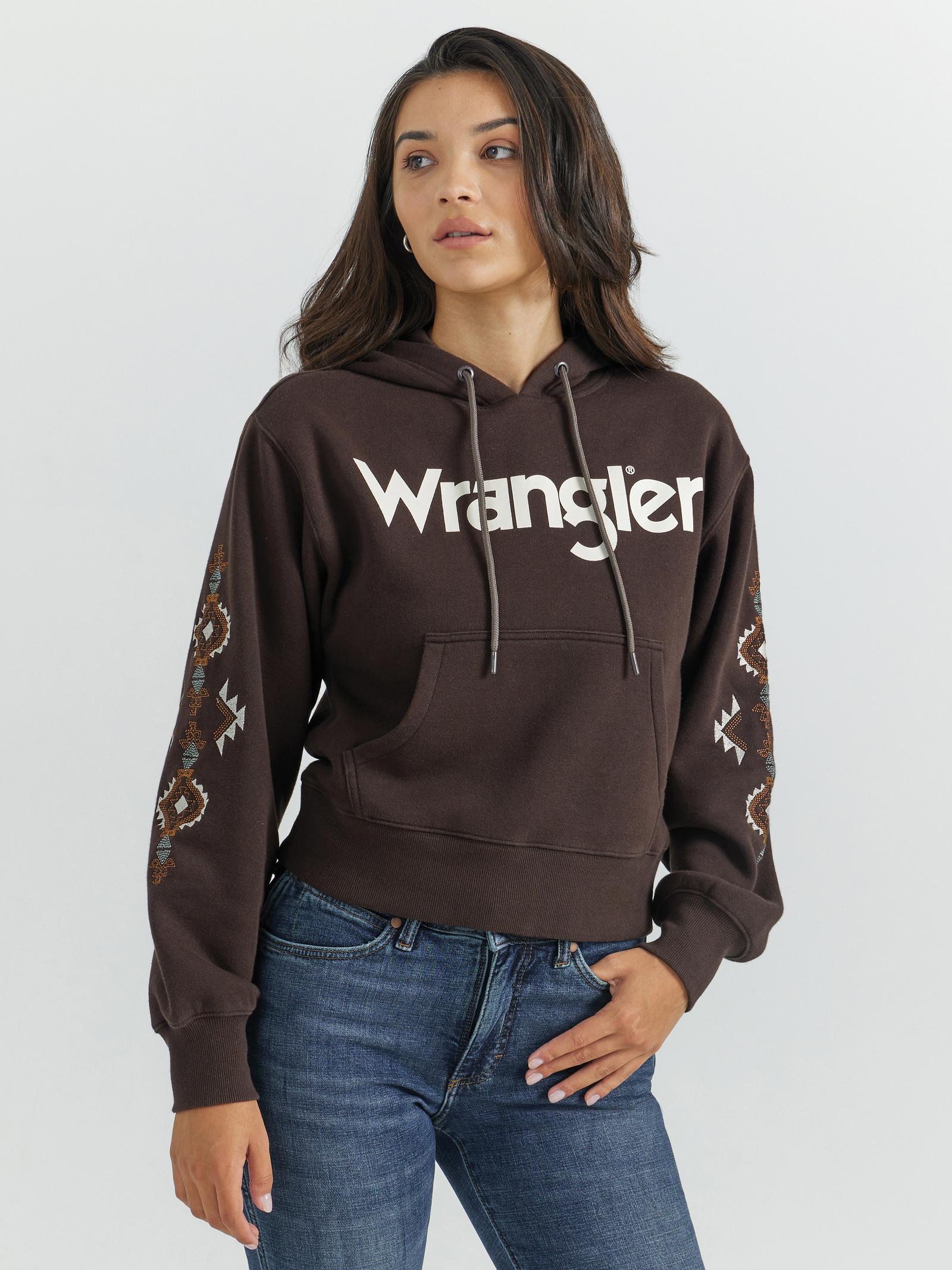 112353120 Wrangler Retro Punchy Hoodie Dark Brown OLD FORT WESTERN