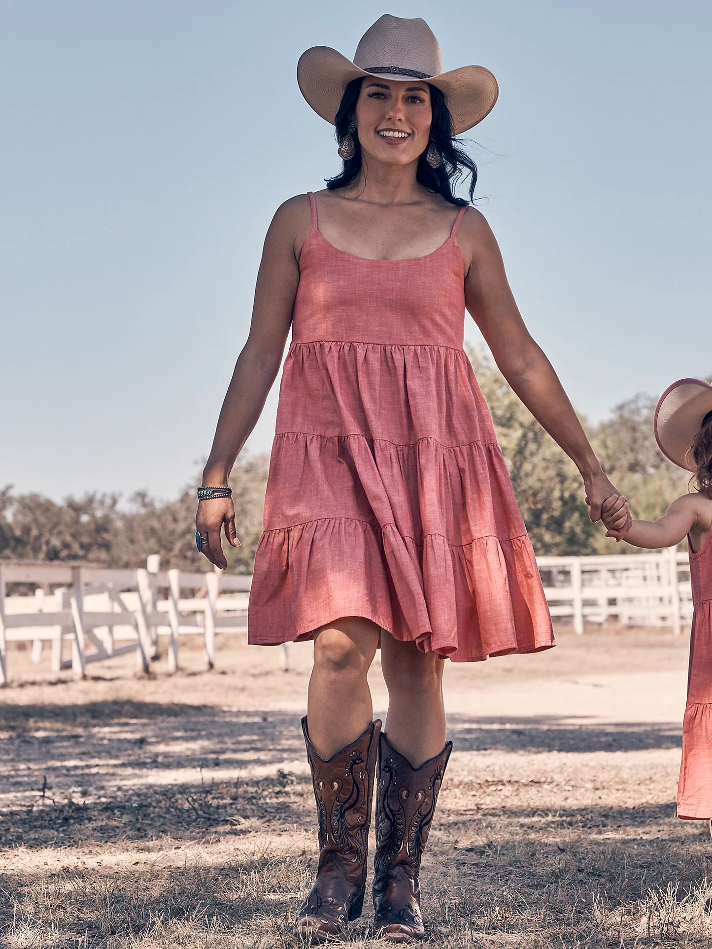 112365032 WMS Wrangler Tiered Dress Red