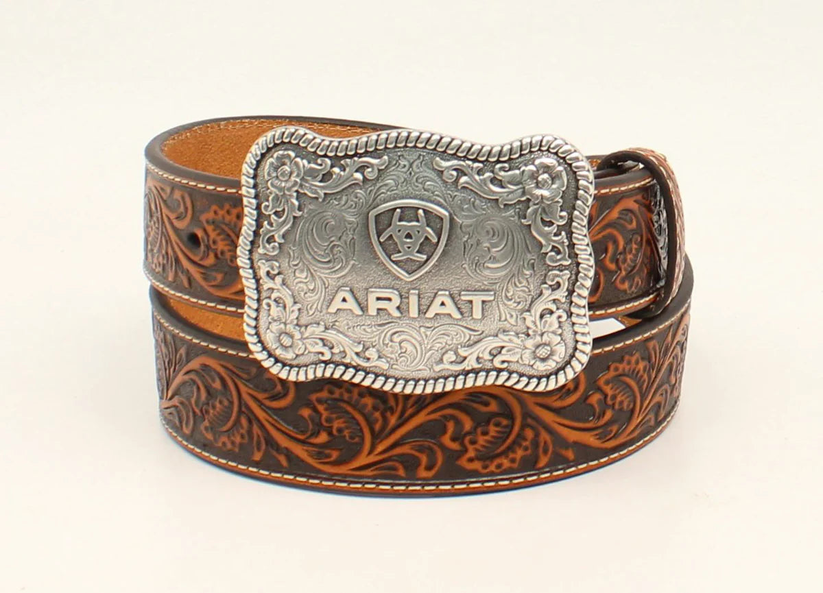 Men's Ariat Western Floral Belt Brown A1020467