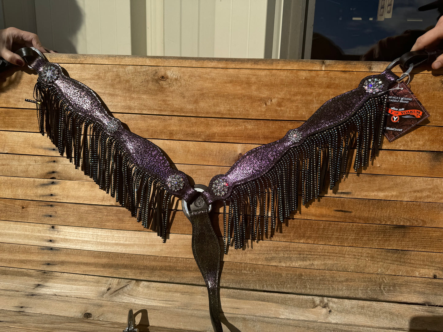 1064-10-S8 Circle Y Fluorescent Diamond Fringe Breast collar