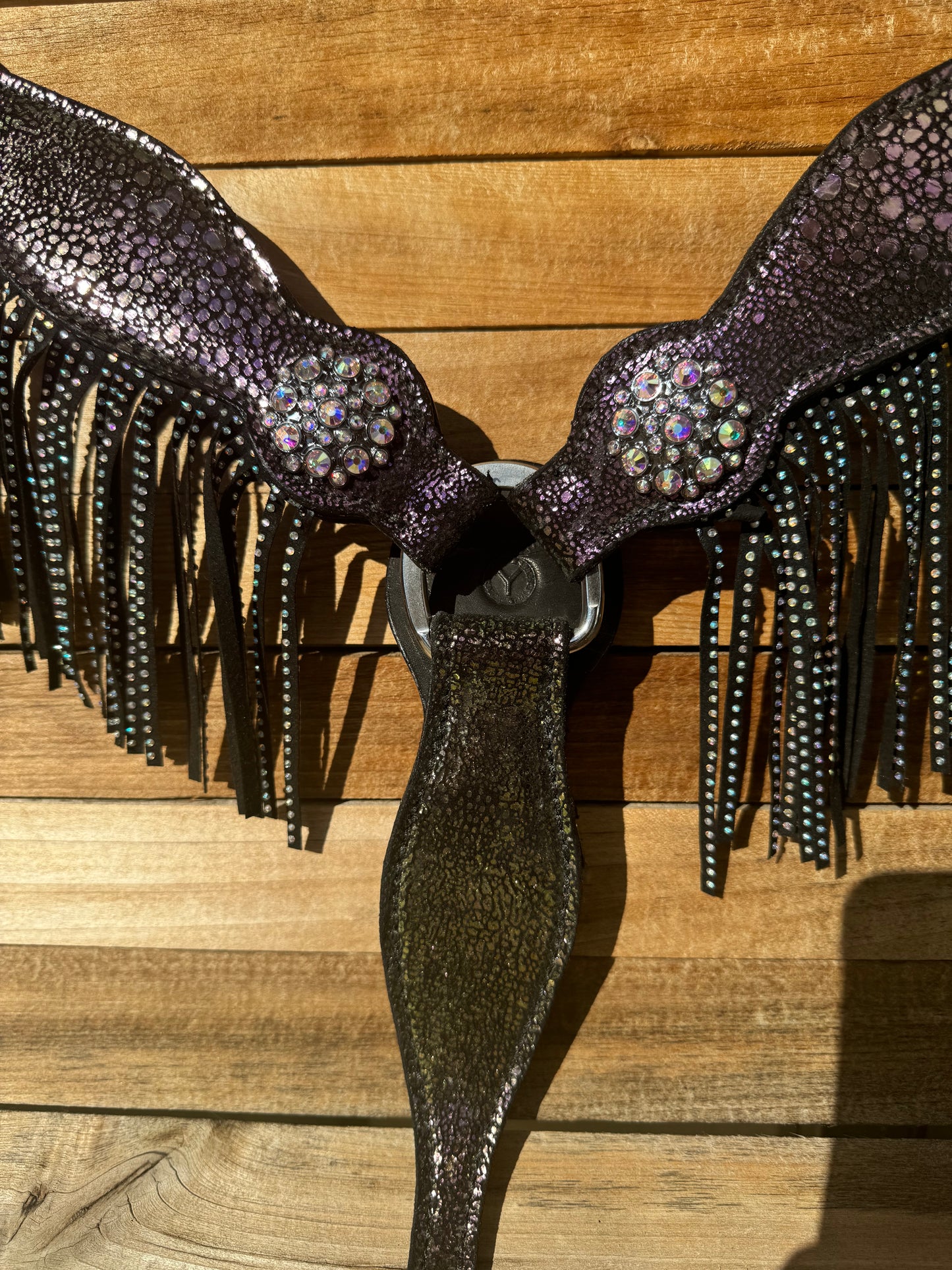 1064-10-S8 Circle Y Fluorescent Diamond Fringe Breast collar