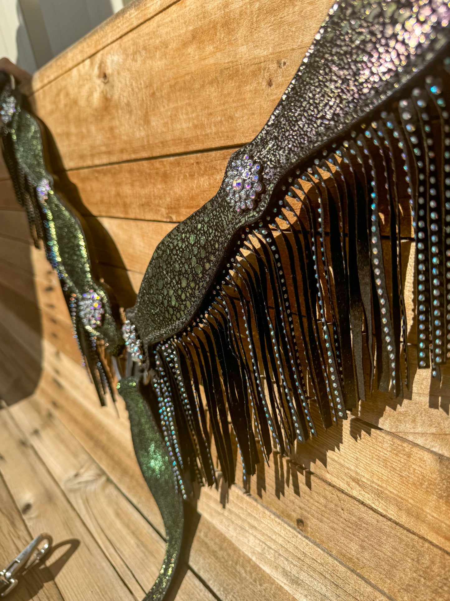 1064-10-S8 Circle Y Fluorescent Diamond Fringe Breast collar