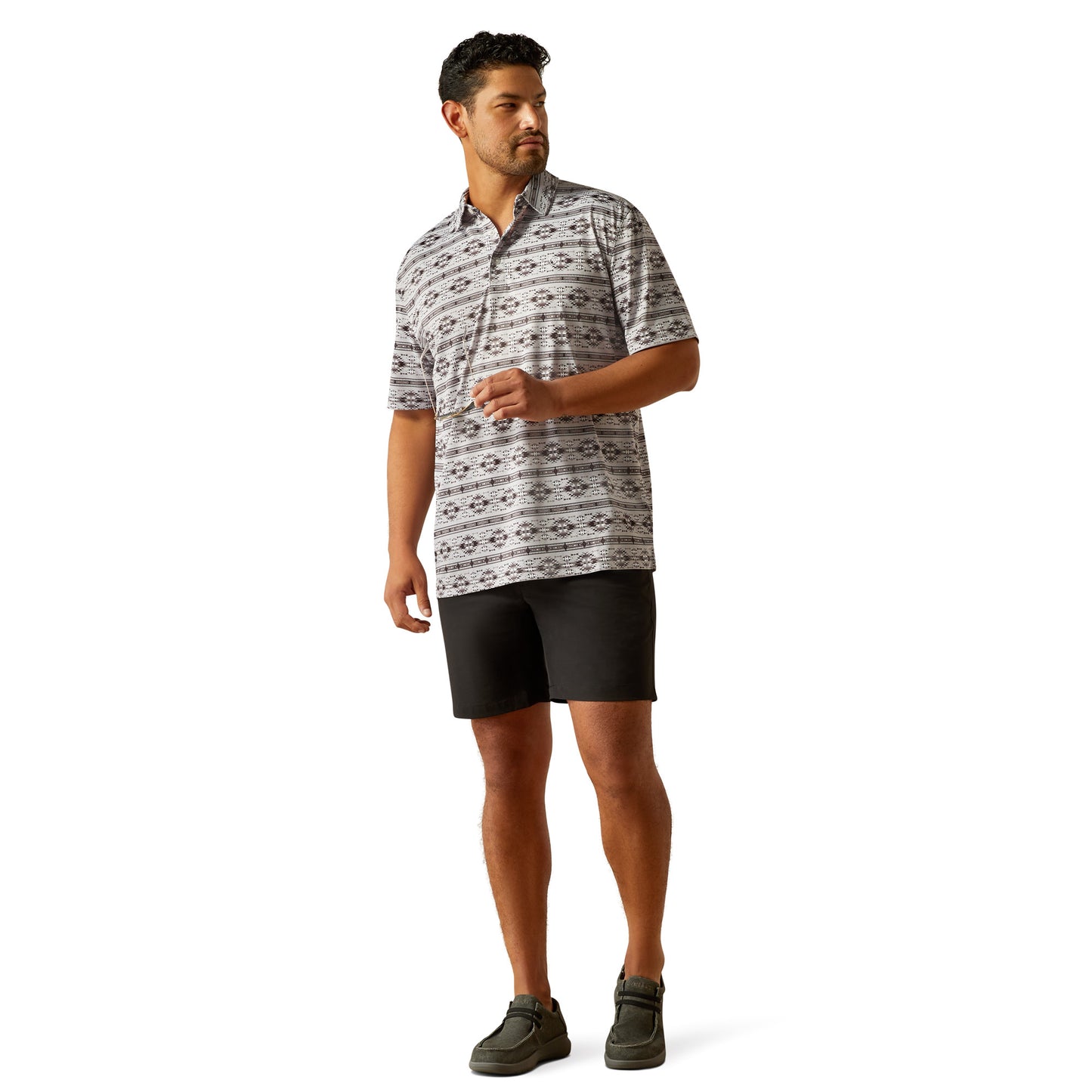 10058784 MNS All Over Print Polo Silver