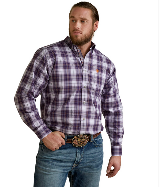 Ariat Men's Pro Series Musa Purple Plaid Classic Fit Long Sleeve Shirt - OLD FORT WESTERN