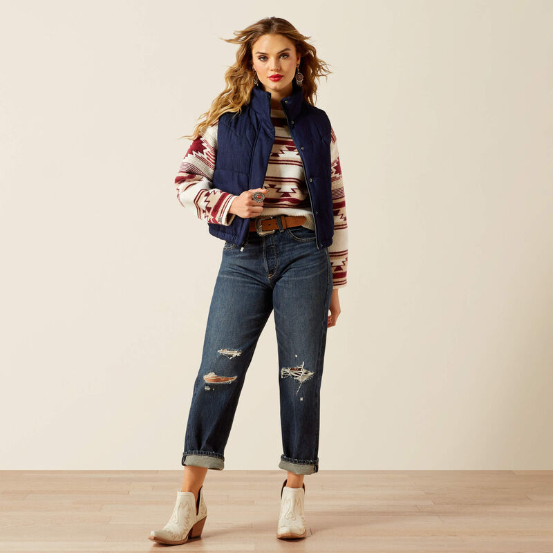 10062406 WMS Ariat Swirls Vest Denim