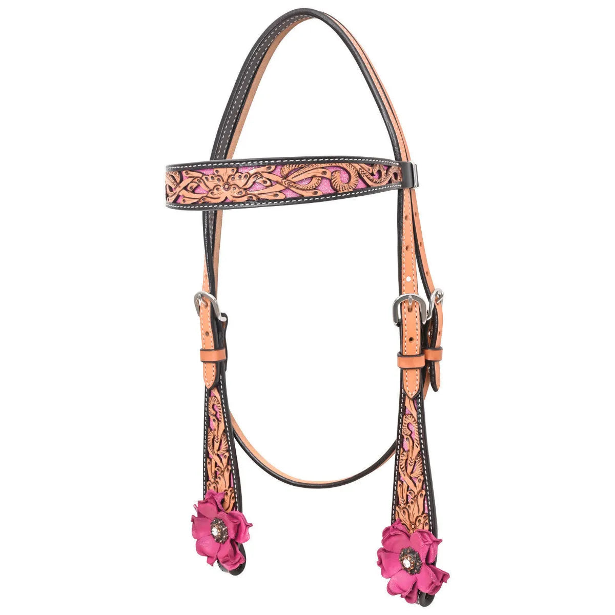 1061-12-S4 Malibu Bridle Pink Flowers