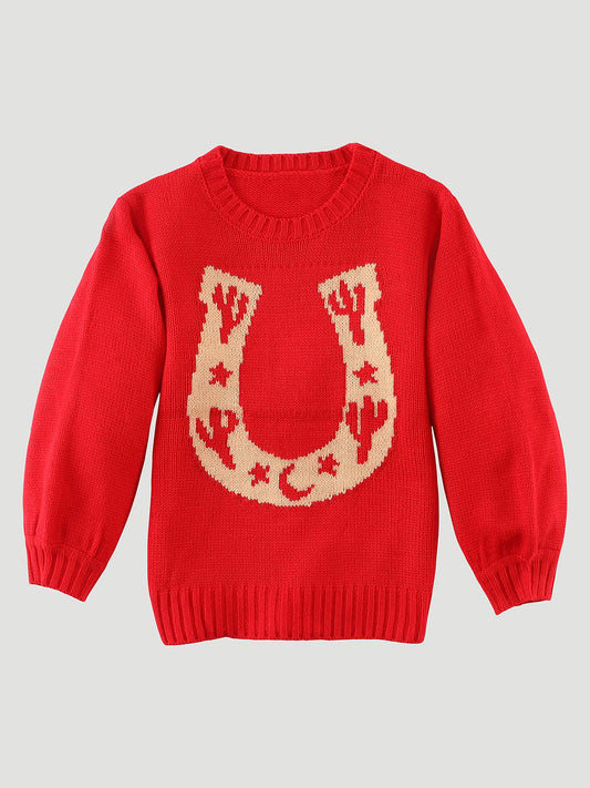 Girl's Horseshoe Cacti Sweater Red 112338545