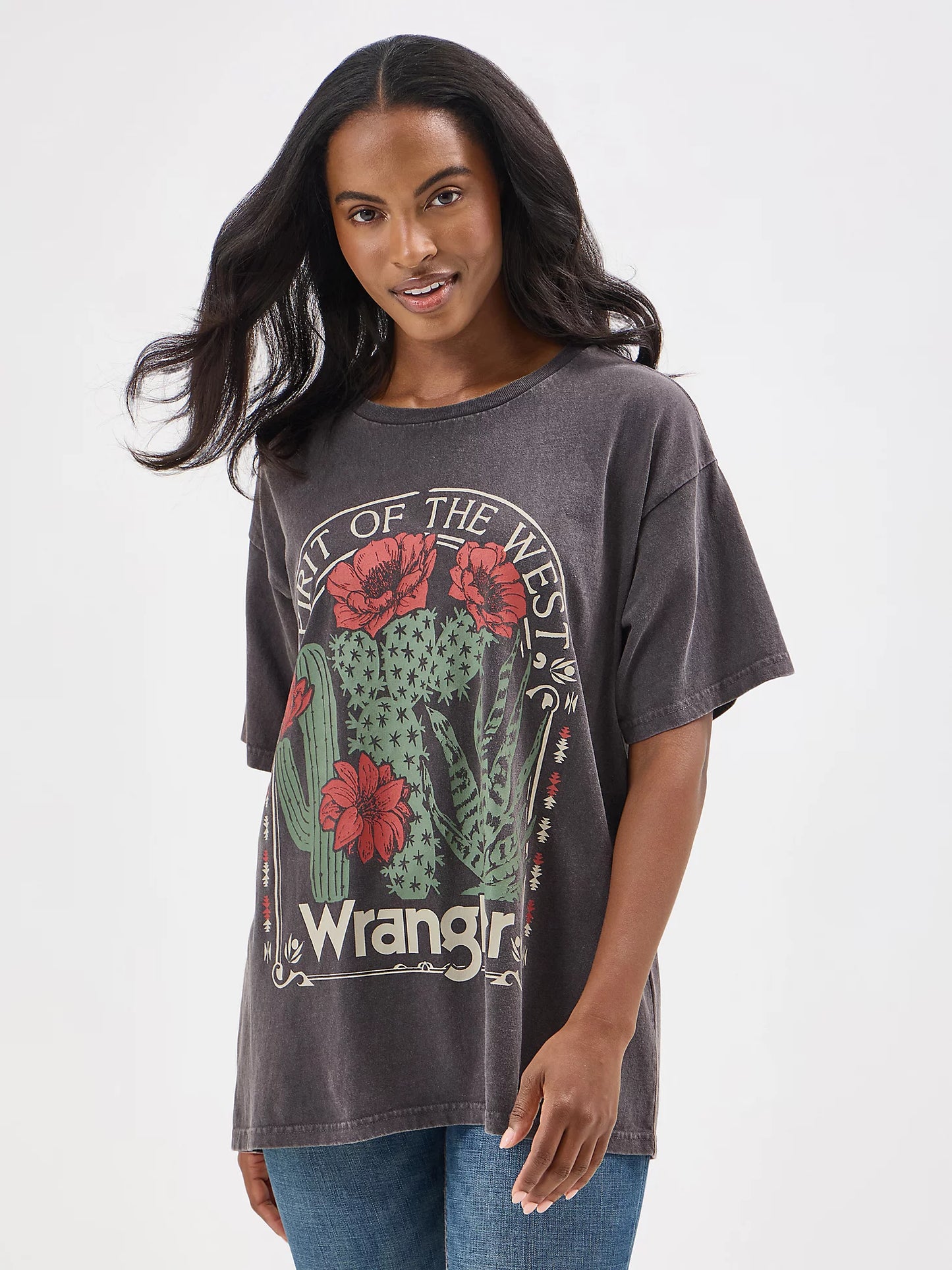 112354382 WOMEN'S WRANGLER WESTERN GRAPHIC OVERSIZED TEE