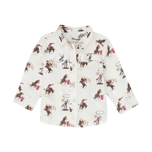 112356562 Baby Girl Ruffle Western Shirt