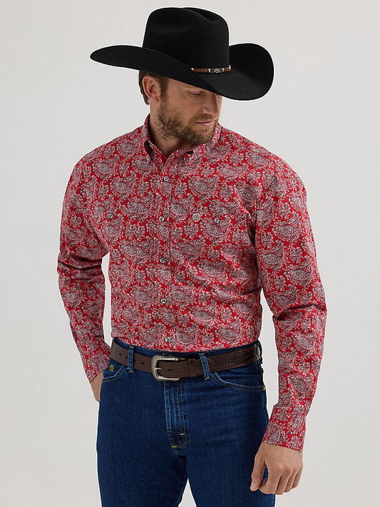 112356636 WRANGLER® GEORGE STRAIT™ LONG SLEEVE BUTTON DOWN TWO POCKET SHIRT