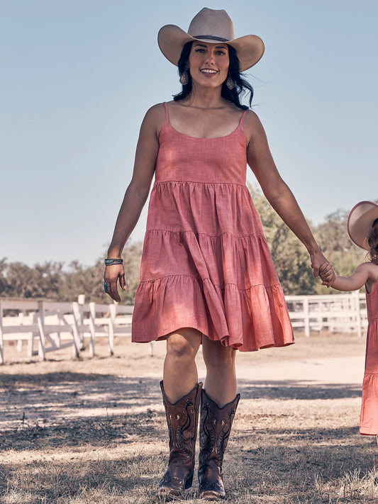 112365032 WMS Wrangler Tiered Dress Red