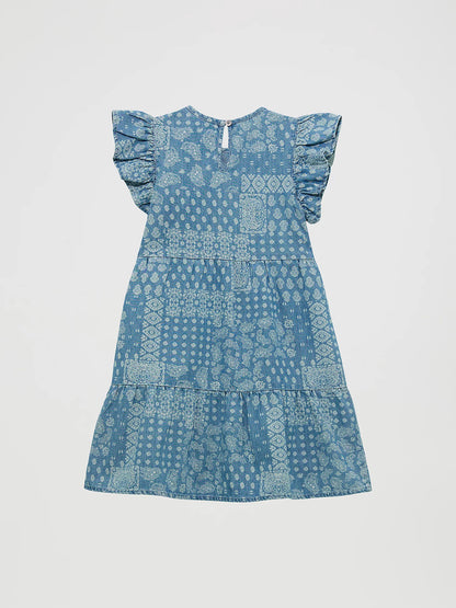 112365062 Girl's Bandana Dress Denim