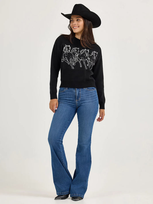 112367597 WMS Horse Sweater Blk