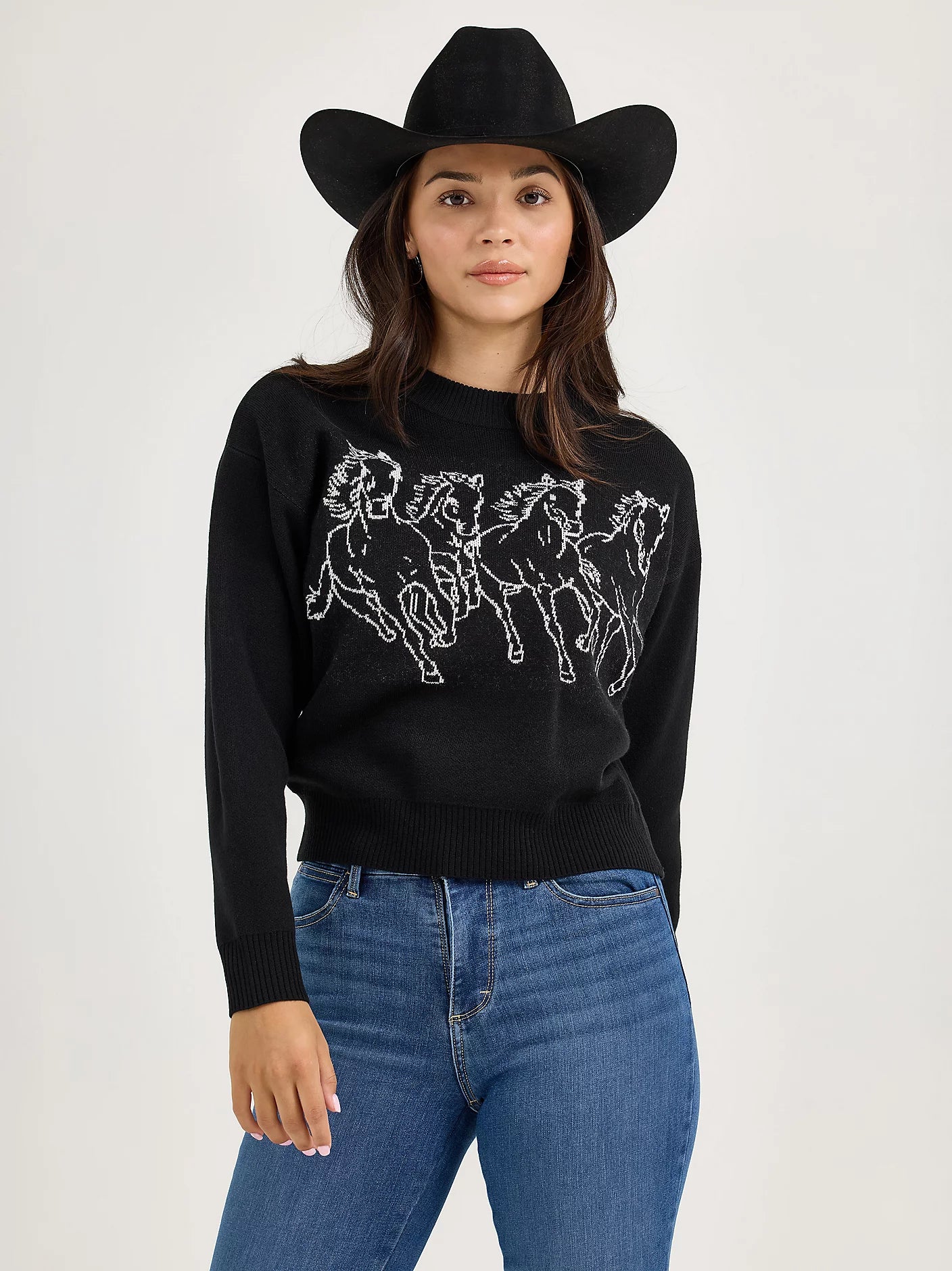112367597 WMS Horse Sweater Blk