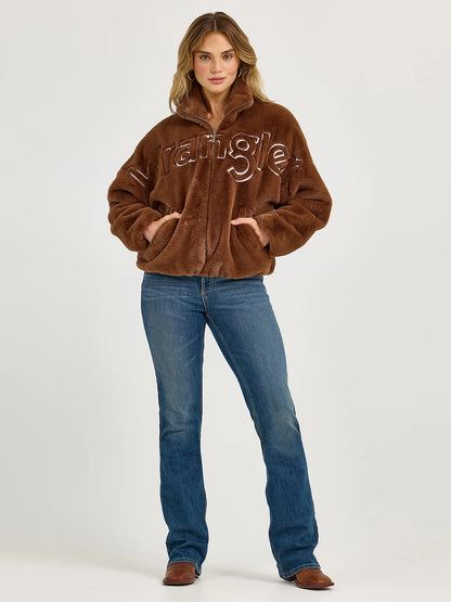 112368043 WMS Wrangler Logo Fuzzy Zip Jacket