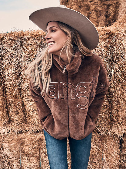 112368043 WMS Wrangler Logo Fuzzy Zip Jacket