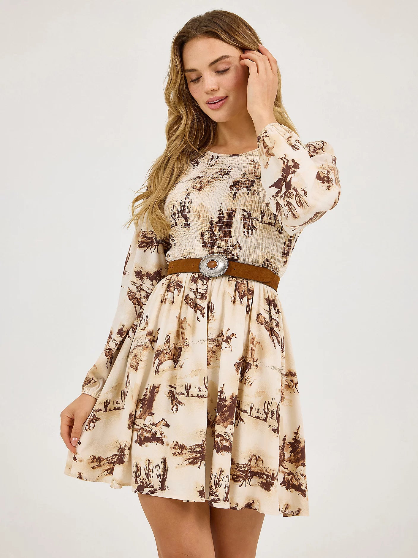 112371768 - WMS Smocked Dress - Cream