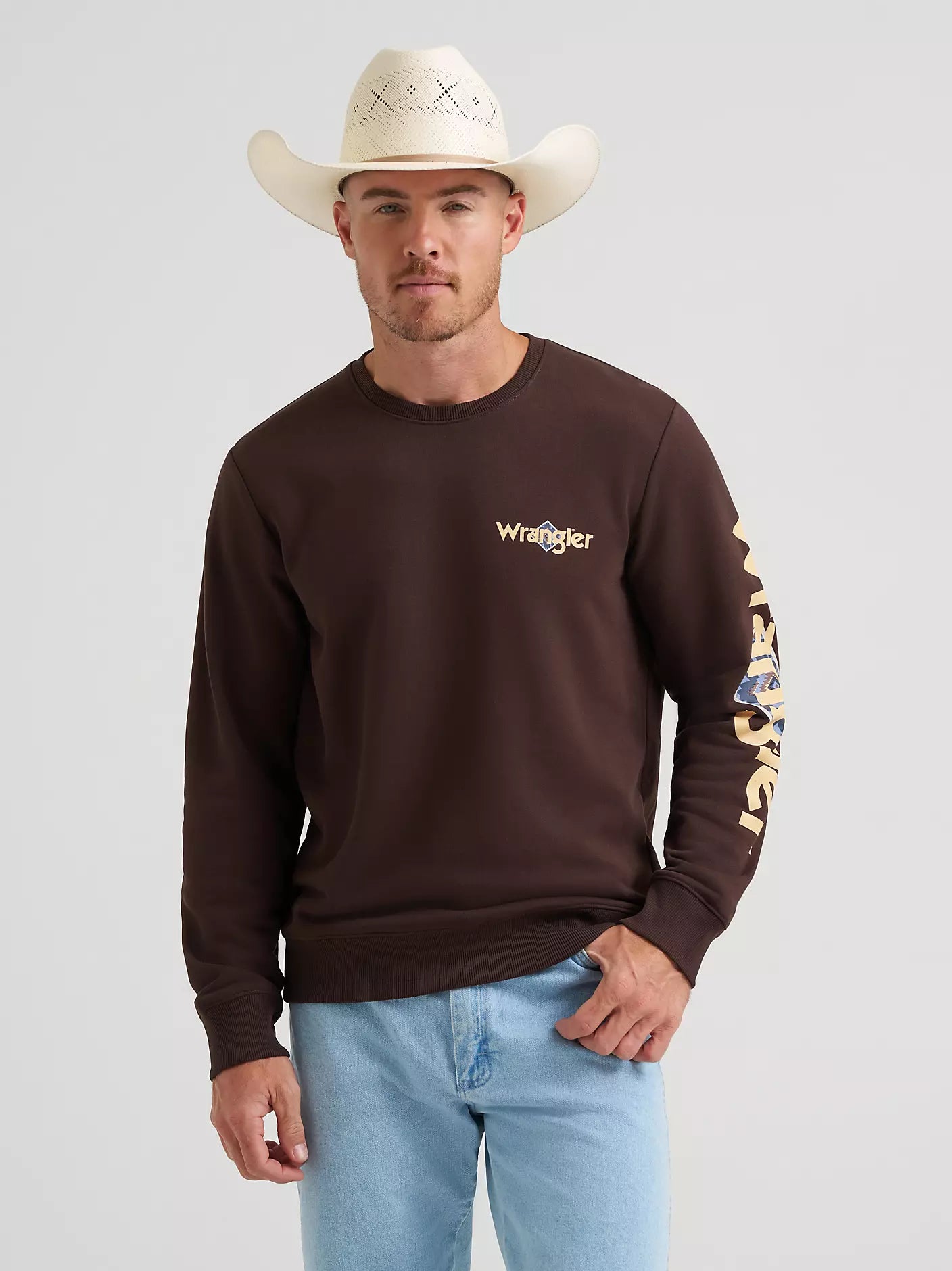 112372860 MNS Skull Steer Graphic Fleece Mole Brown