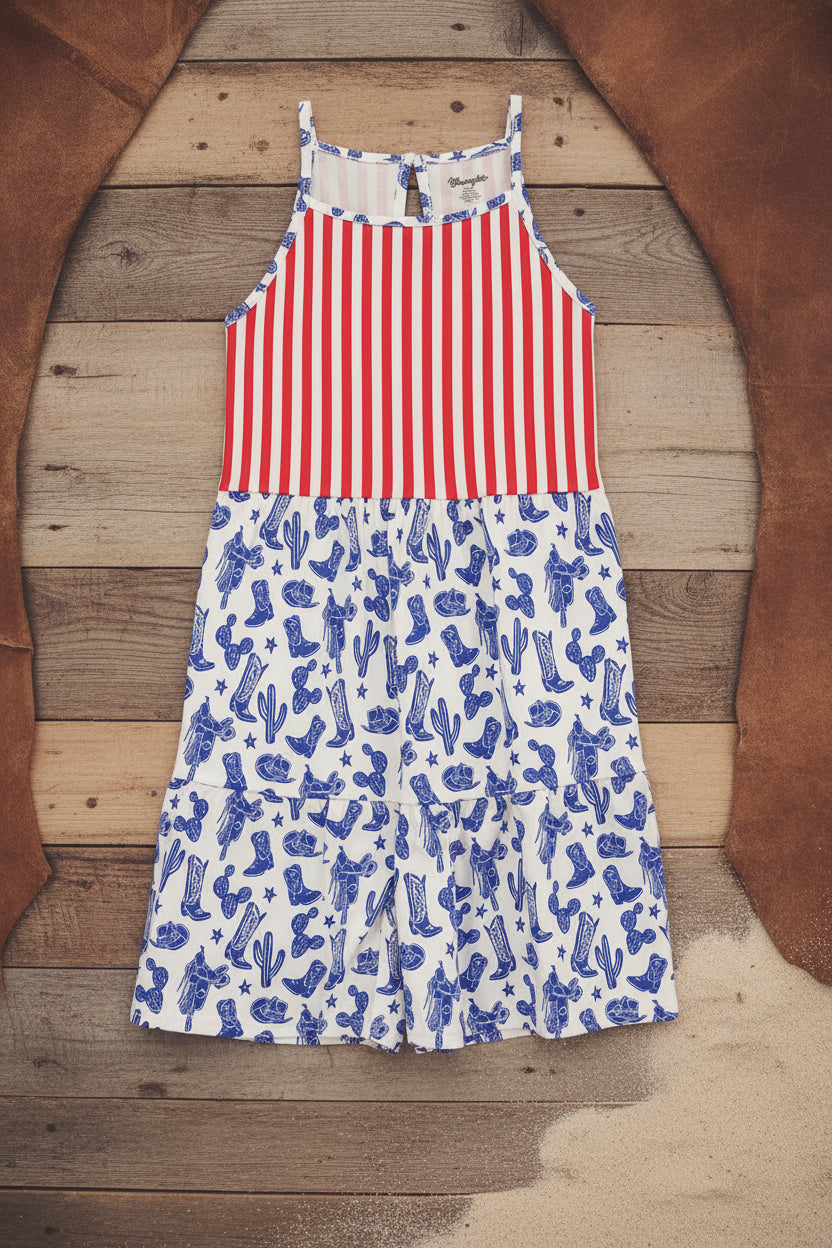 112379387 Girls Red/White/Blue Dress