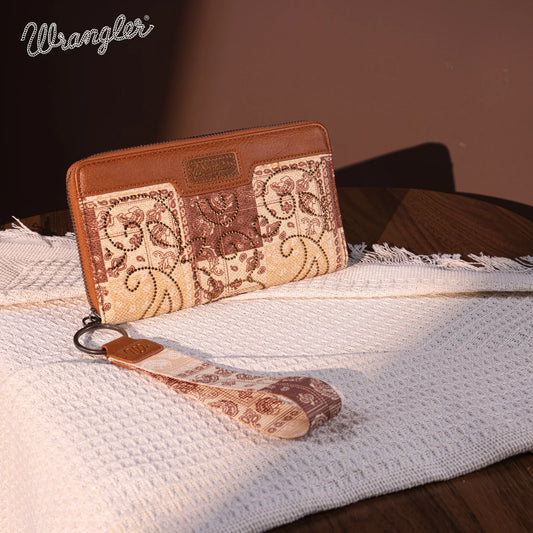 WG138-W006 Wrangler Bandana Paisley Print Wallet -Brown