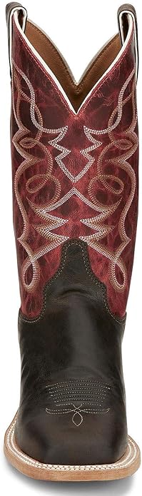 Justin Women's Moore Chocolate Western Boot Wide Square Toe - BRL380