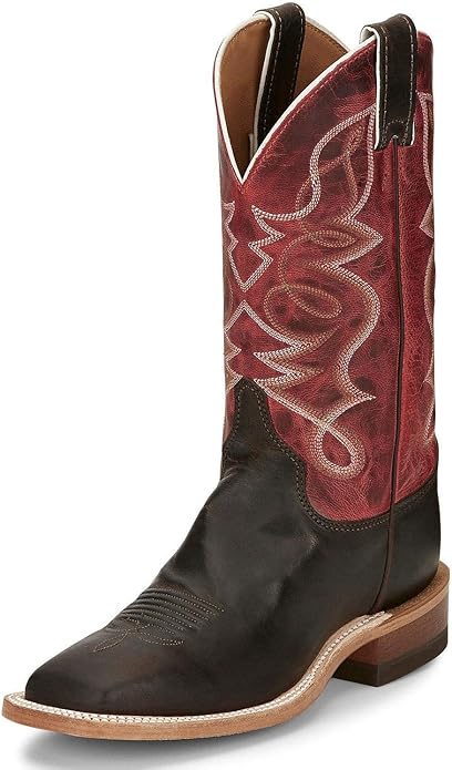 Justin Women's Moore Chocolate Western Boot Wide Square Toe - BRL380