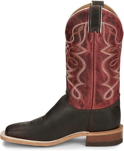 Justin Women's Moore Chocolate Western Boot Wide Square Toe - BRL380