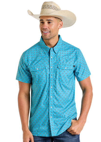 BMN3S06423 MNS Geo Print Snap Teal