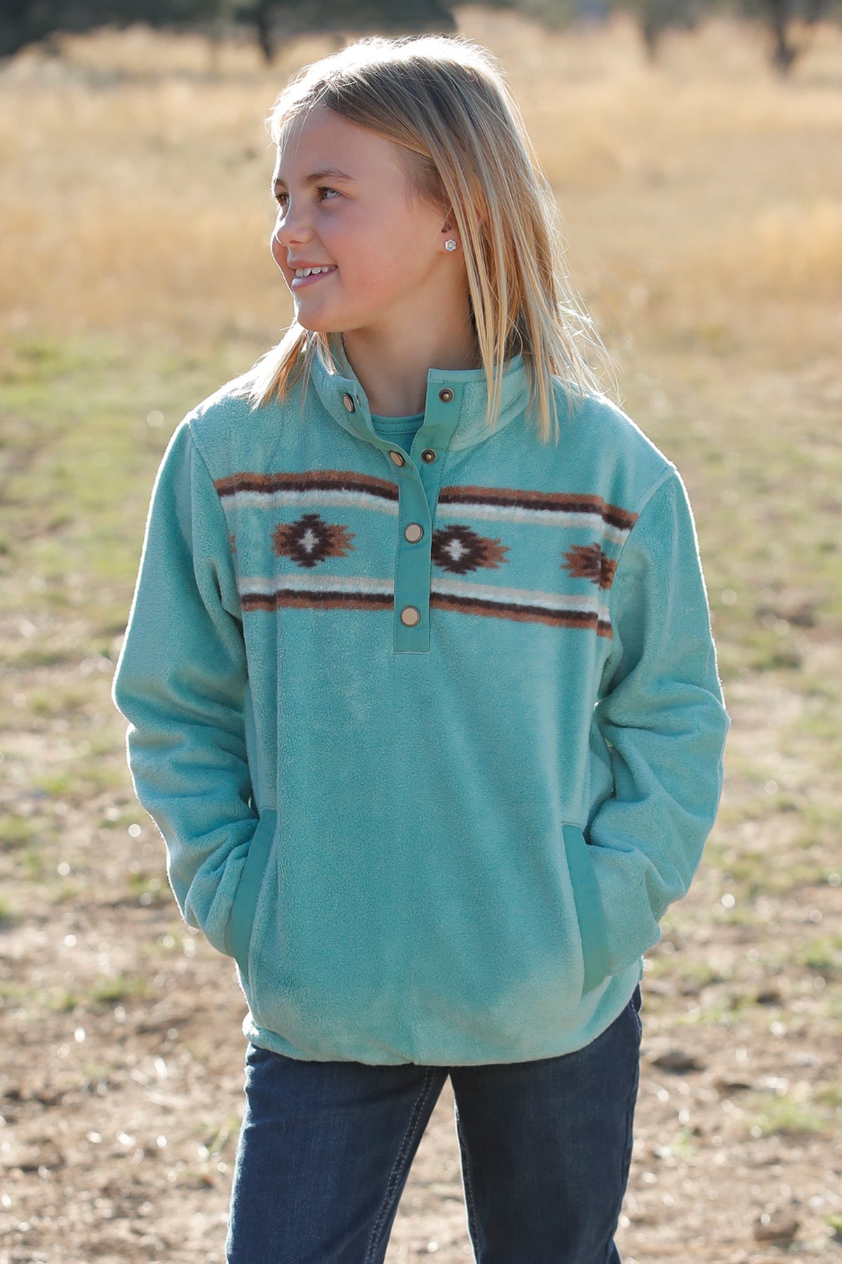 CWK8250008 Girls Fleece Pullover Turquoise