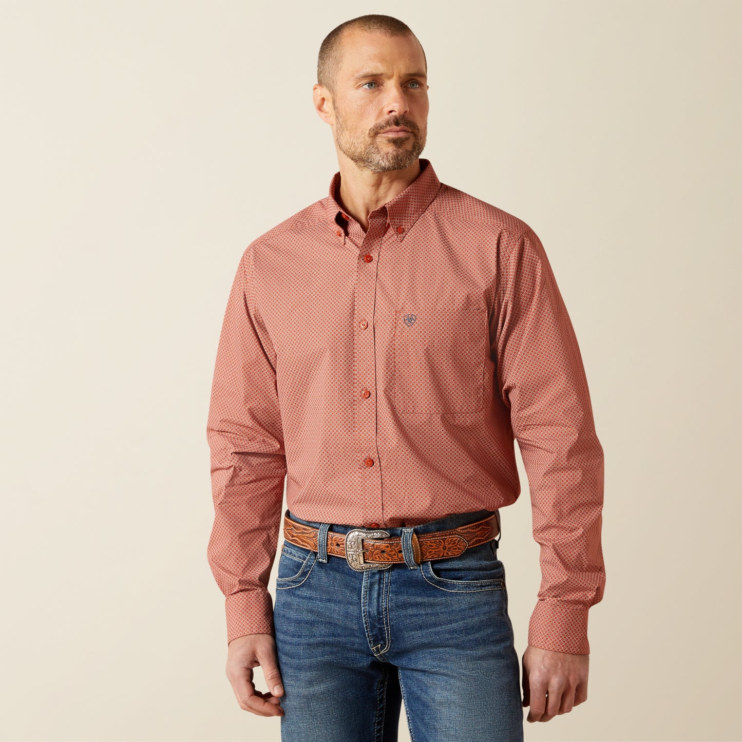 10065965 MNS Warren Fitted Shirt Red