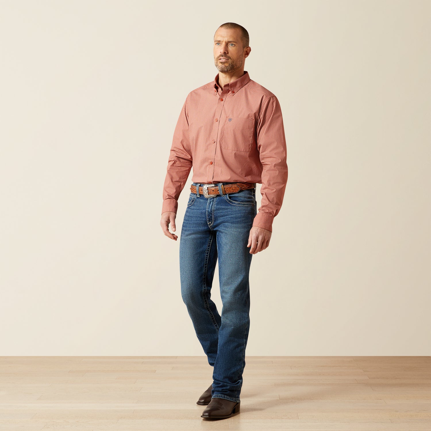 10065965 MNS Warren Fitted Shirt Red