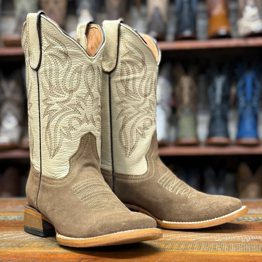 TMY205471 Youth Taupe Suede Square Toe by Tanner Mark Boots