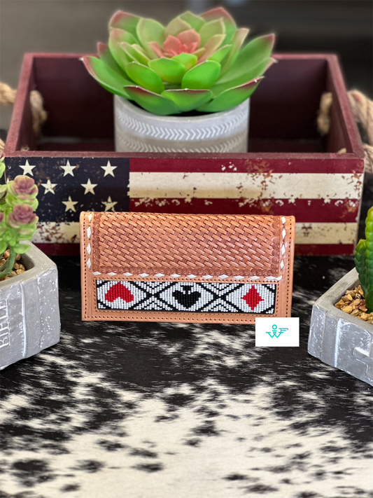 18RSW118R Poker Beaded Rodeo Wallet
