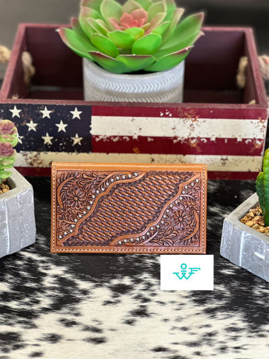 18FKW04R Floral Tooled Checkbook