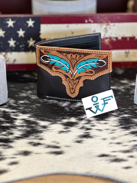15FKW59B Tooled Bifold with Turq. Feathers