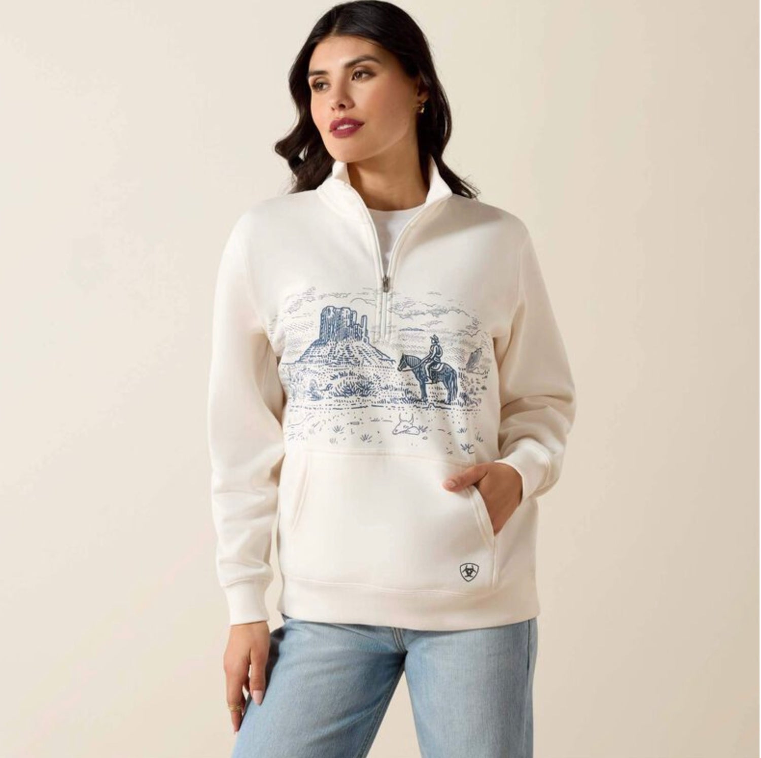 10071161 WMS Traveler 1/2 Zip Sea Salt by Ariat