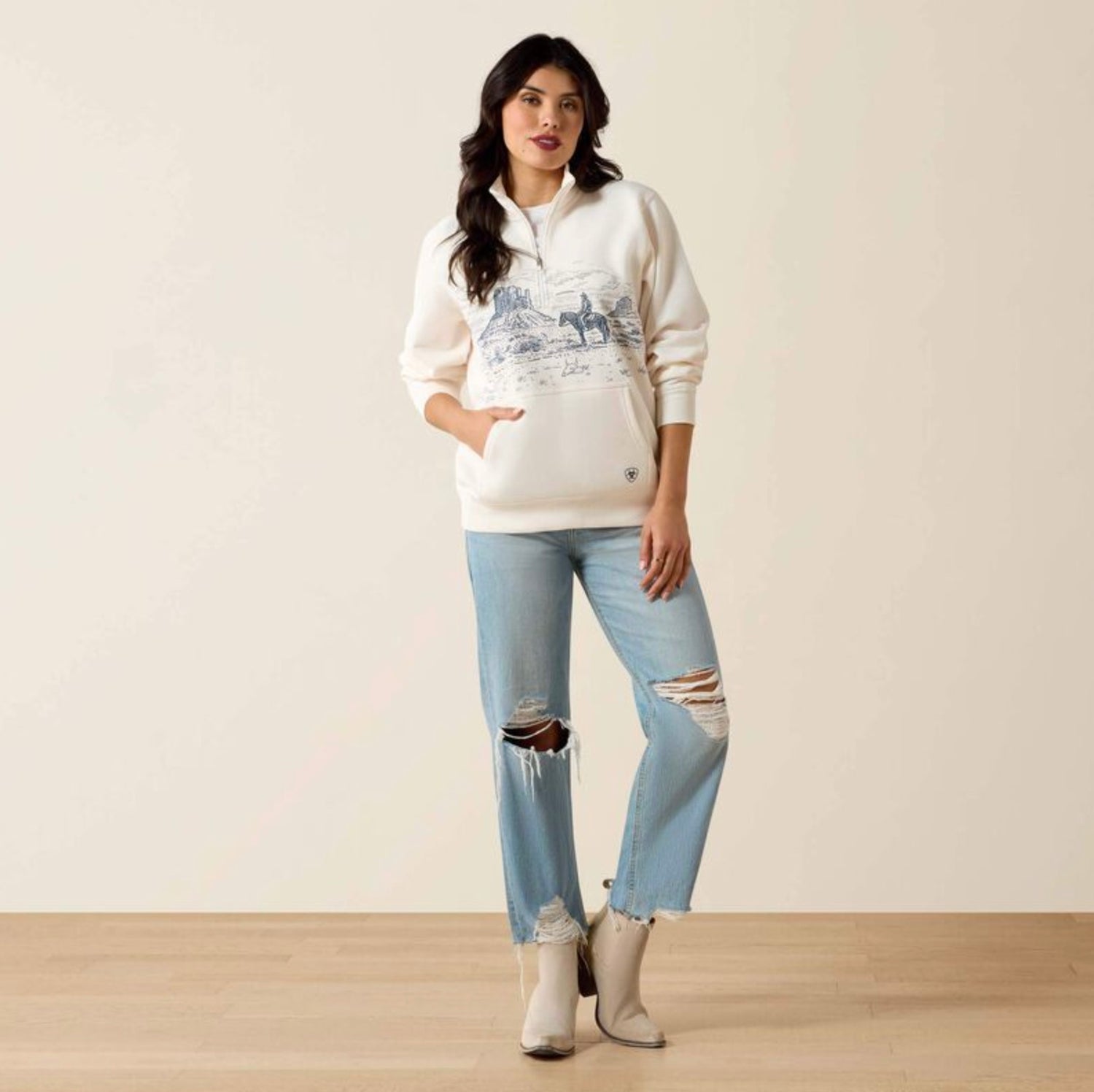 10071161 WMS Traveler 1/2 Zip Sea Salt by Ariat