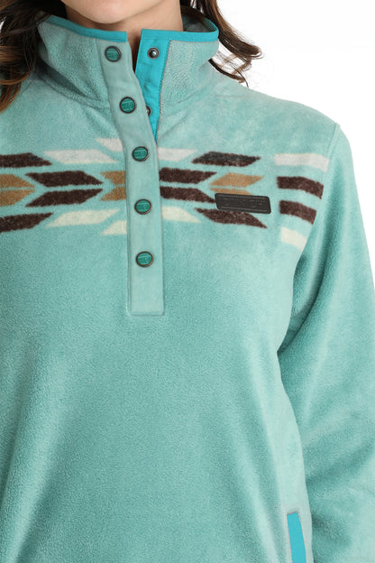 MAK9909002 Women's Cinch Fleece Pullover Turquoise