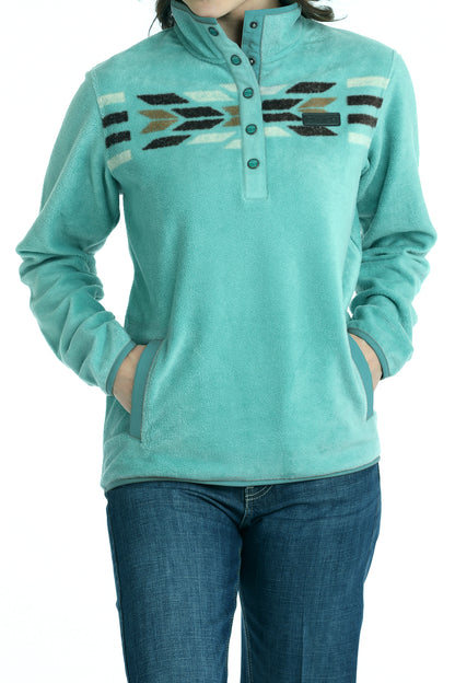 MAK9909002 Women's Cinch Fleece Pullover Turquoise