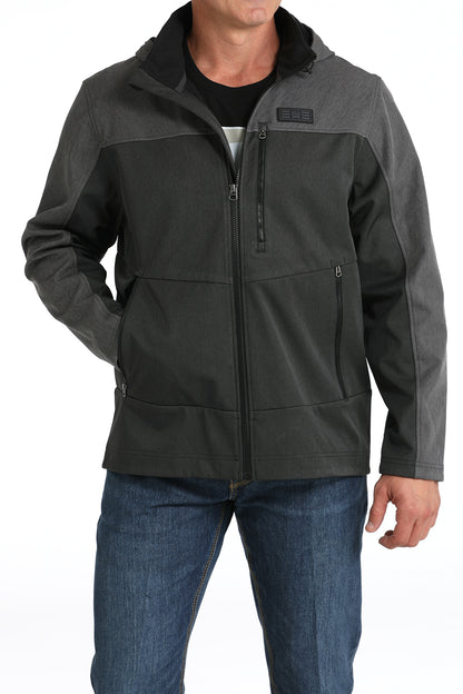 MWJ1593002 Men's Hooded Bonded Jacket Blk/Charcoal