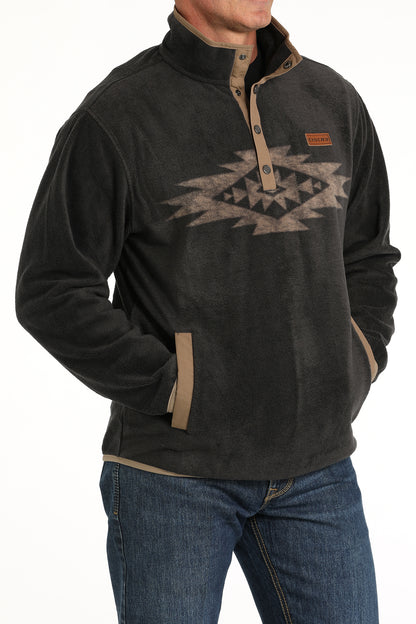 MWK1912001 Men's Fleece Pullover Charcoal Aztec