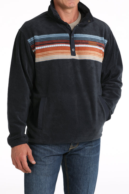 MWK1912002 Men's Fleece Pullover Navy with Stripe