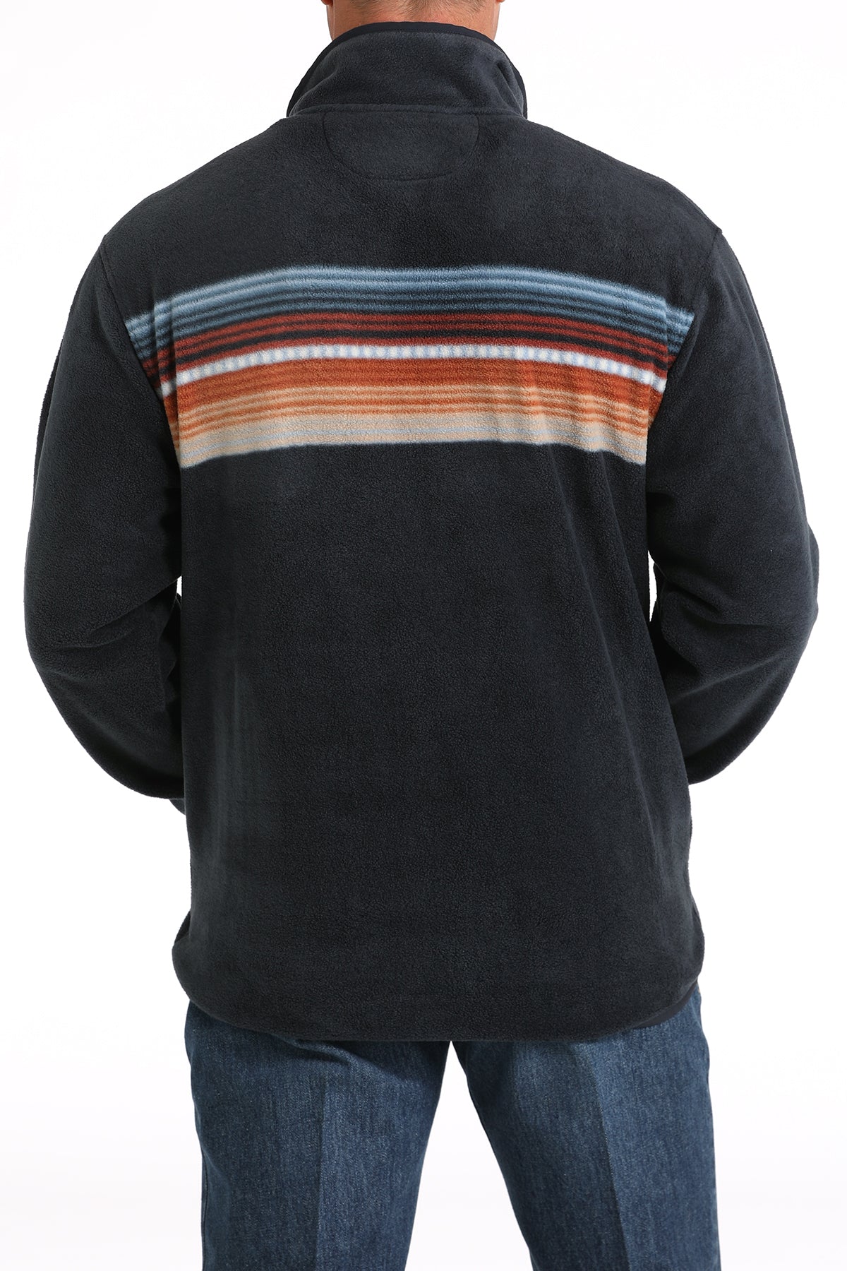 MWK1912002 Men's Fleece Pullover Navy with Stripe