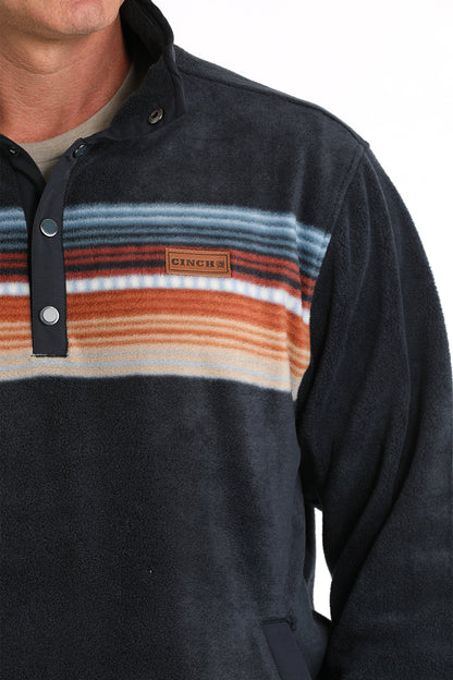 MWK1912002 Men's Fleece Pullover Navy with Stripe