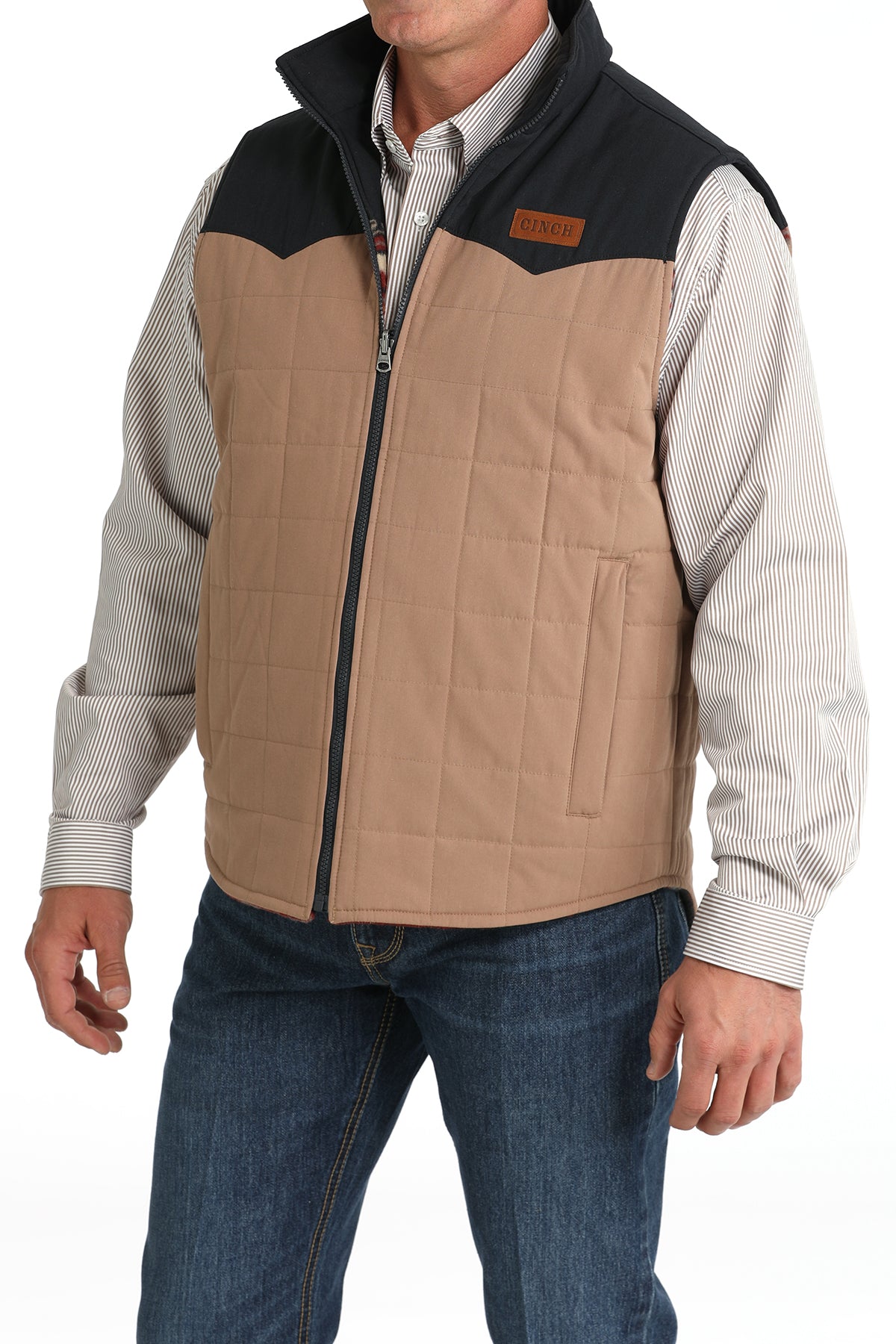 MWV1576004 Men's Quilted Reversible Vest Khaki/Navy