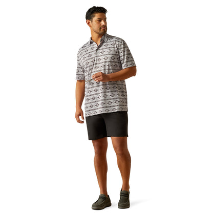10058784 MNS All Over Print Polo Silver
