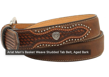 Men's Basket Weave Studded Tab Belt Ariat A1019644