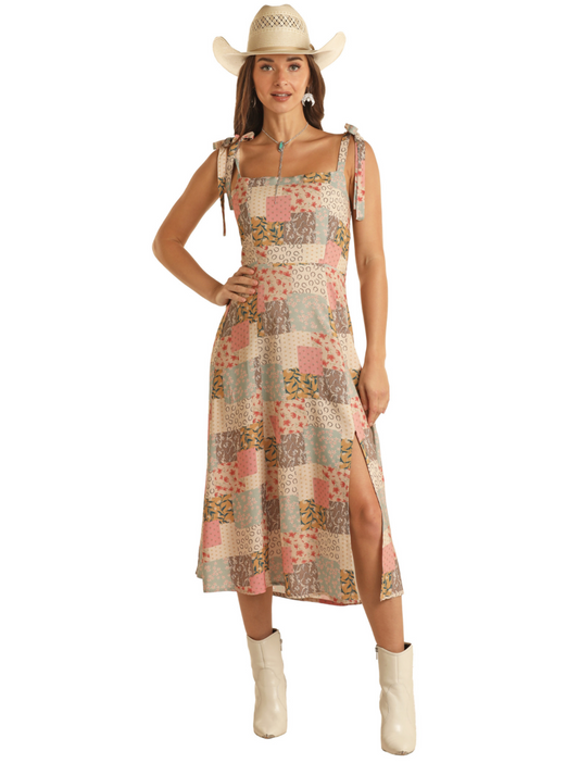 BWD1R03269 Rock & Roll Panel Rose/Mauve Dress with Print