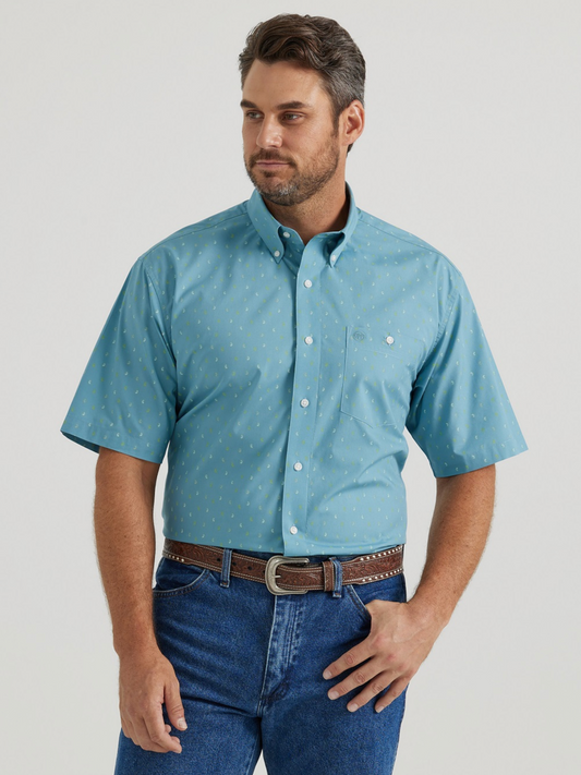 112346078 MNS Wrangler® Classics Short Sleeve Shirt Blue