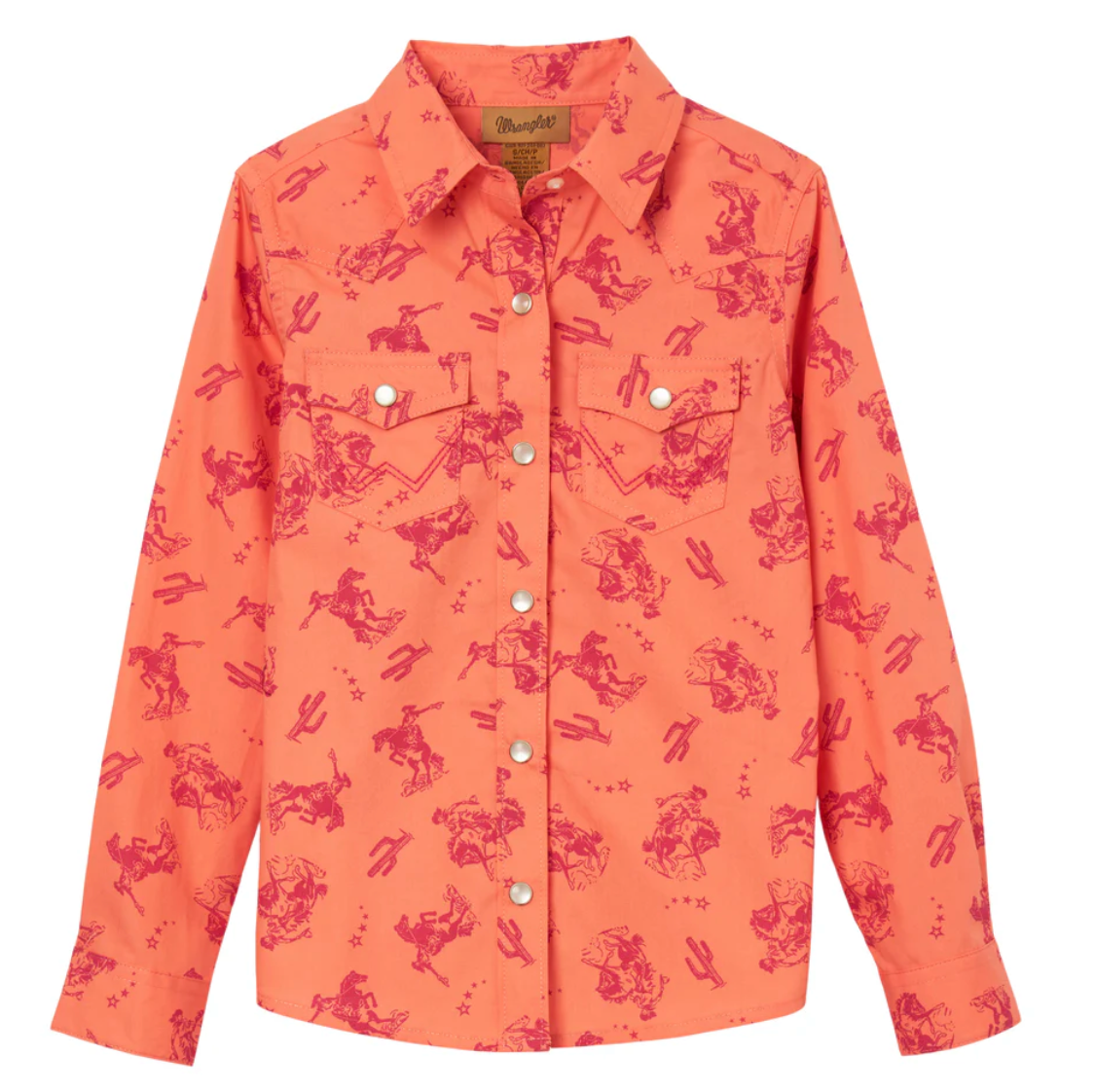 112344176 Girls Coral Western Print Top